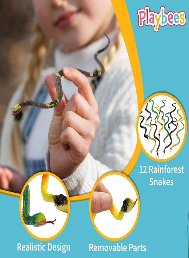 Playbees Rubber Toy Snakes - 12-Pack - 14 Inches - Assorted Lifelike Toy Snake, Realistic Serpents for Kids, Events, and Gags, Flexible and Float to Prank Friends and Family - Image 5